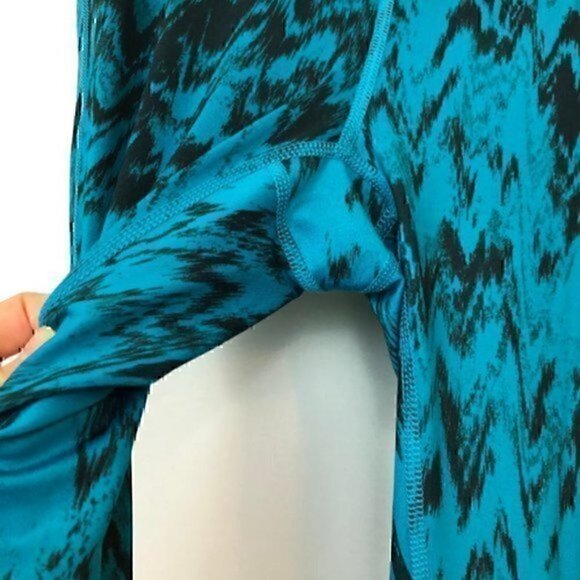 Z BY ZELLA Slim Ikat Legging Teal Blue Black Geometric Printed Active Workout XS - Picture 5 of 8